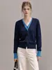 Suéter de punto slim-fit estilo francés para mujer, versátil para el trabajo, con un diseño único y sofisticado, manga larga