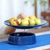 Cerámica China Flor de Loto Plato Alto para Frutas Plato para Bocadillos de Té Plato para Pasteles Bandeja para Frutas Frutas Secas Plato de Postre Creativo para el Hogar