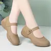 Zapatos de Madre de Cuero Suave de Boca Baja para Primavera y Otoño, Zapatos Planos para Mujer con Velcro, Zapatos de Suela Suave Antideslizantes Cómodos, Punta Redonda, Zapatos para Mujeres de Mediana Edad y Mayores