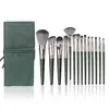 Nuevo Patrón Transfronterizo Nube Verde Set de 14 Brochas de Maquillaje Cangzhou Cerdas Suaves Elección para Principiantes Set Completo de Herramientas de Belleza