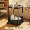 Carrito multifuncional móvil con estante de doble capa, mesita de noche con ruedas, estante de almacenamiento, mesa auxiliar para sala de estar, mesa de centro