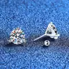 Pendientes Clásicos Transfronterizos de Plata de Ley S925 con Moissanita de Tres Garras Pendientes Elegantes Simples Elegantes de Moissanita Rosca Venta al por Mayor