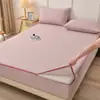 Nova saia de cama de seis lados totalmente fechada cor pura algodão original tecido grosso antigo saia de cama respirável camada única totalmente fechada capa de colchão