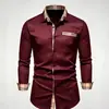 Camisa Formal de Manga Larga para Hombre Talla Europea Exterior Sin Pliegues en la Espalda Tejido Elástico en Cuatro Direcciones Cómodo Transpirable
