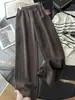 Pantalones de Mujer Ropa de Mujer Elástico Cintura Adelgazante Punto de Caída Pantalones de Lana Rectos de Pierna Ancha Mujer 26 Otoño Invierno Nuevo H091901