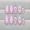 Flores Listradas Metálicas Brilho Francês Contas Douradas Meninas Branco Doce Gentil Elegante Moda Estilo Ins Manicure