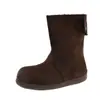 Botas de Nieve para Mujer Suela Gruesa Elegantes Zapatos de Algodón Botines de Otoño Con Felpa Franceses Esponjosos Versátiles 2026 Nuevos Cálidos