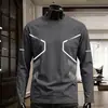 Camiseta de manga larga para hombre, capa interior de otoño para hombre, camiseta base elástica de corte holgado, camiseta estampada estilo coreano ins para hombre