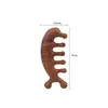 Peine popular de sándalo natural con dientes tipo uña para masaje del cuero cabelludo y estimulación de meridianos, con dientes gruesos y un diseño de madera portátil; disponible del fabricante en stock