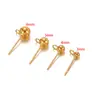 Pendientes de Acero Inoxidable Chapado en Oro de 18K con Aguja Soldada de Cuentas Redondas de 3-6 mm con Aros Accesorios para Pendientes Personalizados DIY Venta al por Mayor Transfronteriza