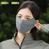Mascarilla de Protección Solar para Mujer, Transpirable, Delgada, de Aspecto Elegante, Anti-UV, Protección Ocular, Máscara de Sombrilla de Seda de Hielo para Rostro Completo en Verano