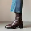 Botines de suela silenciosa, de tacón alto, elásticos, botas adelgazantes, nuevas botas retro de tacón grueso forradas de polar para mujer, tendencia otoño/invierno 2026