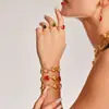 Azucarero Super Brillante Lujo Ligero Corazón Piedra de Cristal Collar Pulsera Acero de Titanio Chapado en Oro Forma de Corazón Conjunto de Joyería para Mujer