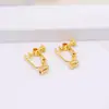 Cobre puro color oro 18K retenedor de color clip de oreja de tornillo ajustable en forma de U pin de oreja convertidor de clip de oreja accesorios para aretes DIY
