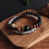 Nova Pulseira Estilo Chinês Círculo Duplo Sândalo Ágata Cinza Ágata Vermelha Jade Maçã Pulseira de Mão Dupla Moda Versátil Masculino e Feminino