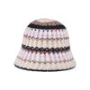 Otoño e invierno nuevo color gorro de pescador de punto a rayas cálido con protección para las orejas moda coreana versátil gorro de cubo de lana