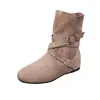 Cien botines cortos esmerilados botas mujer otoño e invierno hebilla de apilamiento estilo nuevo marrón botas de moda tacón oculto retro 2026 con