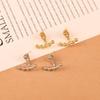 Pendientes de Aguja de Plata S925, Mismo Estilo que el Príncipe Wen, Uso Bidireccional, Colgantes Traseros, Pendientes de Botón Pequeños Redondos con Forma de Grano y Forma de Abanico para Mujer 584