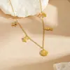 Moderna cadena para la clavícula de la serie oceánica más vendida transfronteriza, colgante de concha y estrella de mar chapado en oro de acero inoxidable, collar accesorio versátil