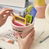 Tubo de Almacenamiento de Plástico para Escritorio Formato Dividido Caja de Almacenamiento de Cosméticos para Tocador Estante de Almacenamiento para Lápiz Labial Pincel de Sombra de Ojos Portalápices