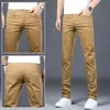 Calça Casual Vinho de Outono para Homens, Corte Reto Slim, Calça Vermelha da Moda Versátil de Negócios de Alto Padrão, Calça da Moda Masculina