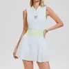 Colete Esportivo Sem Mangas Transfronteiriço para Mulheres, Top para Corrida, Tênis, Fitness, Yoga, Conjunto de Terno de Manga Curta com Gola Polo, Verão
