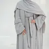 Cardigan Loriya Cor Lisa Tamanho Plus Size Manga Longa com Acabamento de Crochê + Cachecol LR693+HJ913