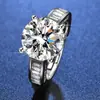 Anel de Diamante de Alto Carbono de Cinco Quilates em Alta no TikTok para Mulheres Anel Aberto Europeu e Americano Transfronteiriço