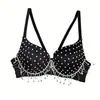 Lingerie Sexy com Franjas e Contas Estilo Europeu e Americano, Corset de Dança do Ventre Fashion Ultra-Curto Justo Sem Costas