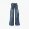 YECHUAN # Jeans retro americanos de tiro bajo, holgados, pierna ancha, nuevo estilo de otoño, versátiles y adelgazantes, pantalones rectos hasta el suelo