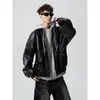 Chaqueta de Motociclista con Capucha de Cuero PU Falsa de Dos Piezas para Hombre, Moda Callejera de Otoño e Invierno, Fresca y Elegante, Corte Holgado, Abrigo de Cuero Versátil
