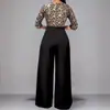 Calças Femininas Europeias e Americanas Transfronteiriças Moda Casual Elegante Estampadas Cintura Alta Manga Curta Calças Pantalona Divididas Calças
