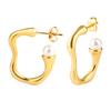 Pendientes de Perlas de Tendencia Nueva Europea y Americana Transfronteriza Moda para Mujer Exagerados Sin Caída Elegantes Irregulares de Acero de Titanio