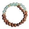 Pulseira Estilo Chinês de Sândalo Dourado Natural, Simples e Calmante, Pulseira de Contas de Jade Azul, Joia Feminina, Presente, Atacado do Fabricante