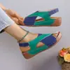 Sandalias de cuña peep-toe nuevas para mujer 2026, transfronterizas, talla grande, suela gruesa, huecas, ligeras, para playa