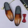 [Pre-venta No en Stock] Pantuflas Caladas de Piel Genuina, Zapatos Casuales de Media Piel Cerrados para Hombre, Fabricante de Zapatos Retro para Hombre