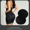 Body moldeador de cintura alta, abotonado, europeo y americano, con control de abdomen, ceñidor de cintura, levantamiento de glúteos y glúteos acolchados para moldear y estilizar el cuerpo, con cuello halter y diseño de corsé.