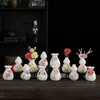 Jarrón Pequeño de Porcelana Blanca Hecho a Mano Arreglo Floral Dispositivo Hidropónico para Flores Jarrón Bolsa de la Suerte Calabaza Decoraciones de Escritorio para Sala de Estar Adornos