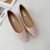 Zapatos Femeninos Elegantes Franceses de Puntiagudos y Poco Profundos con Brillo Fino de 5 cm Zapatos Slip-on de Alta Calidad para Commuter
