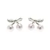 Pendientes de Plata de Ley 925 con Aguja, Lazo Dulce de Perla Francesa, Moda de Nicho, Versátil, Temperamento Exquisito, Elegantes para Mujer