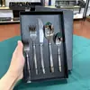 Conjunto de Faca, Garfo e Colher de Aço Inoxidável, Aparência de Alto Padrão, Faca de Churrasco, Garfo, Colher de Mesa, Garfo de Salada, Colher de Chá, Caixa de Presente, Conjunto de 5 Peças