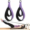 Acessórios de equipamento de ioga e Pilates em fleece lilás claro: apoio de pé para cama de yoga para o core, alça de anel duplo e alça para puxar