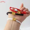 Pulsera Tejida Finamente con Nudo Plano de Loto Tridimensional, Simple y Versátil, Diseño de Loto Auspicioso, Ajustable, Pulsera Transfronteriza Unisex para Pareja