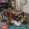 Juego de mesa de té y sillas de madera maciza, mesa de té de oficina con tetera, mesa de té integrada, preparación de té Kung Fu, una mesa y cinco sillas