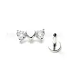 Brincos de titânio F136 em formato de laço triplo com coração e zircônia cúbica, joias para piercing de liga de titânio G23, tarrachas para cartilagem da orelha e tarrachas para hélice