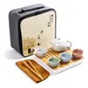Caja de Viaje Portátil Set de Té Kung Fu Cerámica Vajilla de Té Una Tetera Cuatro Tazas Set Completo Venta al por Mayor Regalo Logo