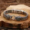 Pulsera Xiangxu tejida a mano cabeza de dragón doble gruesa moda para hombre plata tailandesa retro joyería antigua ventas directas de fábrica