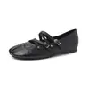 Zapatos planos de moda de nicho de 1 cm de suela blanda, nueva colección otoño 2026, punta redonda, planos, boca poco profunda, de una sola correa, zapatos de abuela para mujer