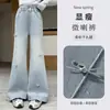 Jeans de Mezclilla para Niñas, Nuevos 2026 Primavera y Otoño, Pantalones Casuales de Pierna Recta, Acampanados con Pedrería