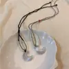 Collar de cuerda trenzada con luna para mujer verano 2023 nuevos accesorios Colgante largo para pareja Cadena para la clavícula
